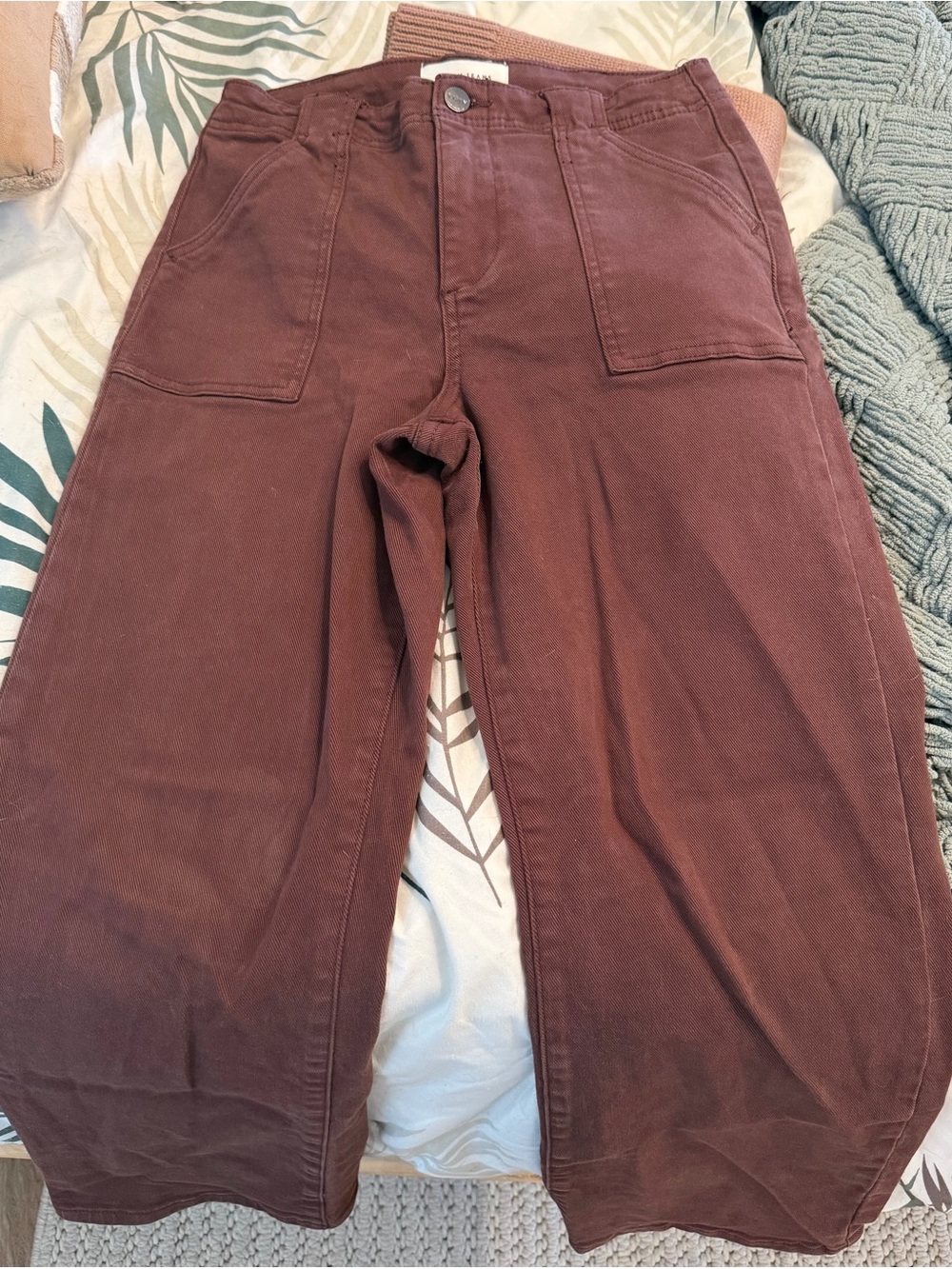 Risen Jeans - Wide Leg Pocket Corduroy Pants - Mauve Brown